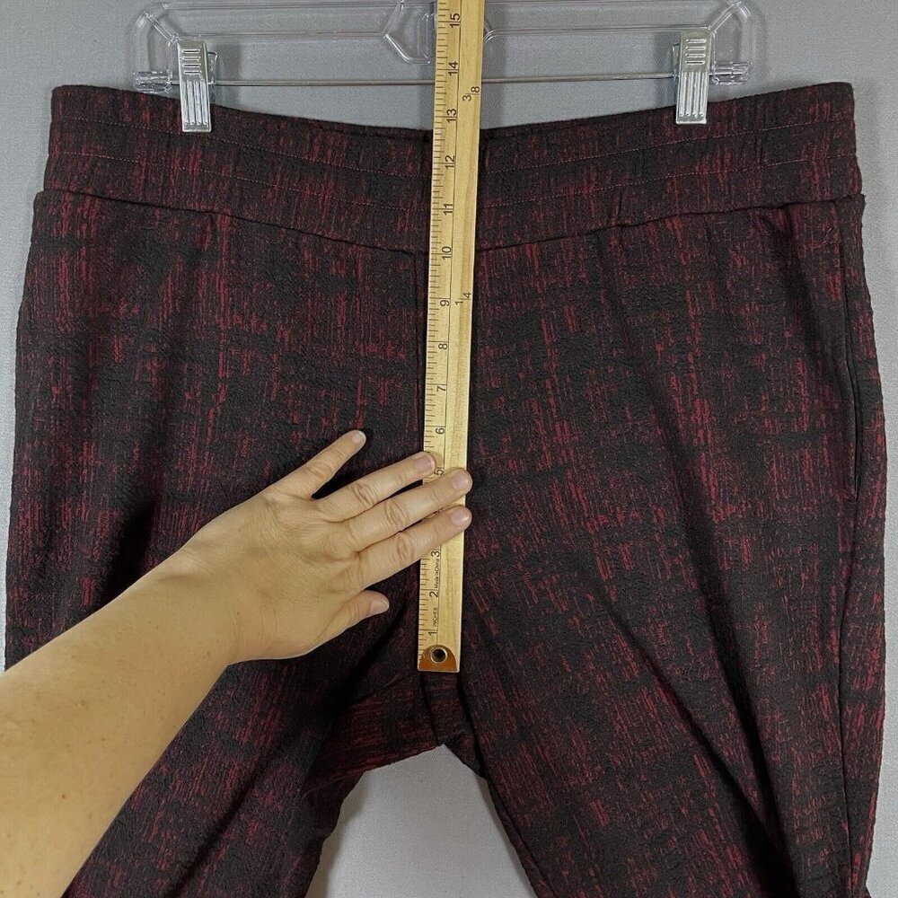 J Jason Wu Artsy Textured Pull On Pants Stretch Waist Size Large L Red Black - Picture 11 of 15